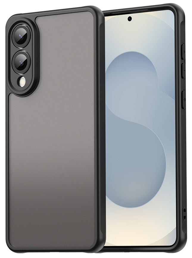 Kapa Shield Frosted Acrylic Back Cover for Samsung Galaxy S25 Edge| Hard Slim Inbuilt Camera Lens Cover Protection Shock Proof Bumper Case (Black)