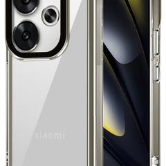 Kapa Warrior Acrylic Clear Back Cover For Poco F6 (5G) | Slim Shockproof [Military Grade Protection] Hybrid Bumper Case (Grey Sides) - Mobizang