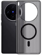 Kapa Wave Magnetic Frosted Grip Back Cover for Vivo X300 5G | [MagSafe Compatible] Wireless charging, Slim, Metal Buttons Matte Finish Back Case (Grey) - Mobizang