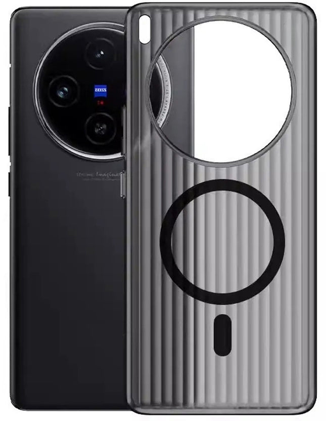 Kapa Wave Magnetic Frosted Grip Back Cover for Vivo X300 5G | [MagSafe Compatible] Wireless charging, Slim, Metal Buttons Matte Finish Back Case (Grey) - Mobizang