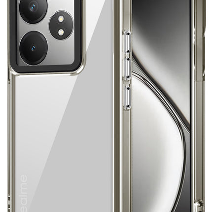 Kapa Warrior Acrylic Clear Back Cover For Realme GT 6 / GT 6T | Slim Shockproof [Military Grade Protection] Hybrid Bumper Case (Grey Sides)