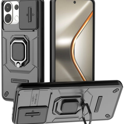 Kapa Armor Slider Back Cover for Oppo K13 5G | Inbuilt Ring + Camera Slider Shockproof Lens Protection Bumper Back Case (Black)