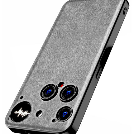 Kapa Tux Leather Back Cover for Nothing Phone 3 5G | Slim Shockproof Camera Protection Bumper Case (Grey) - Mobizang