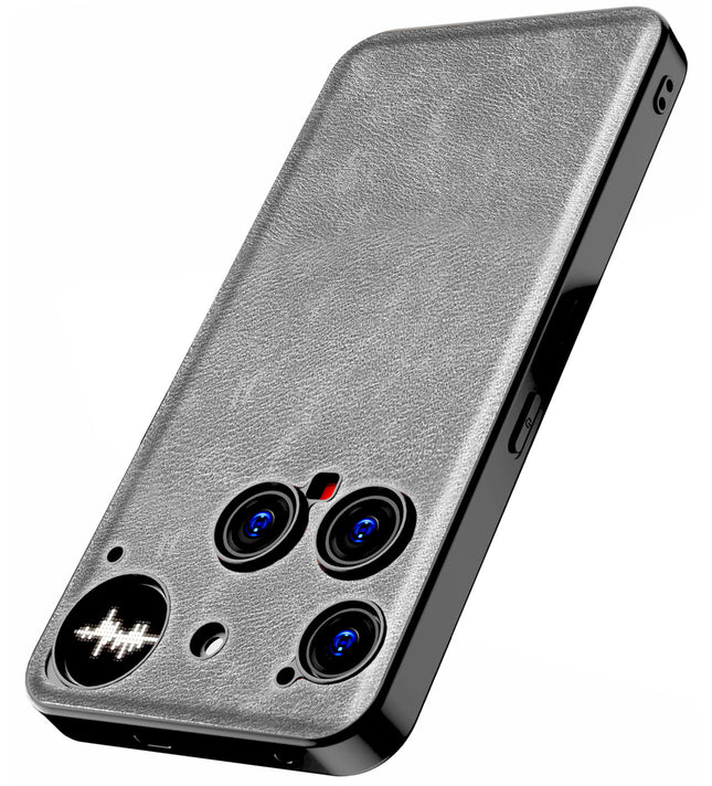 Kapa Tux Leather Back Cover for Nothing Phone 3 5G | Slim Shockproof Camera Protection Bumper Case (Grey) - Mobizang
