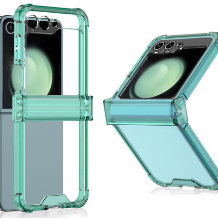 Kapa Clear Airbag with Hinge Protection Back Case for Samsung Galaxy Flip6 / Z Flip 6 | Transparent Shockproof Slim Hard Protective Cover (Green)