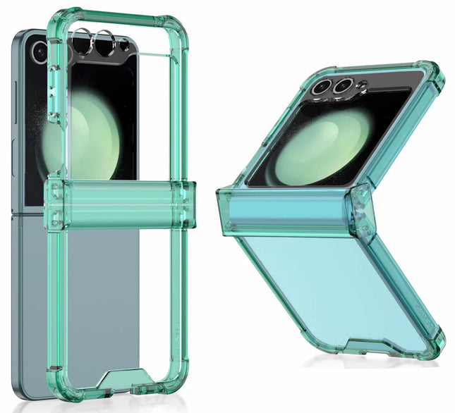 Kapa Clear Airbag with Hinge Protection Back Case for Samsung Galaxy Flip6 / Z Flip 6 | Transparent Shockproof Slim Hard Protective Cover (Green)