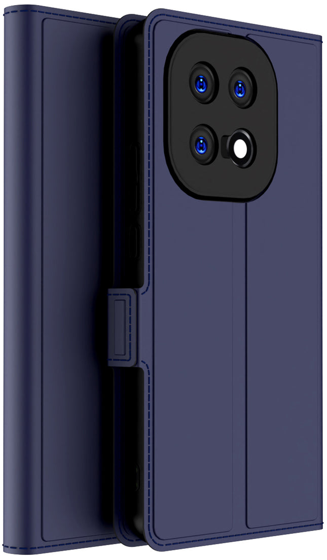 Kapa Noble Slim Magnetic Leather Flip Case Cover for IQOO 15 5G | Card Holder Stand Flip Wallet Case (Blue)