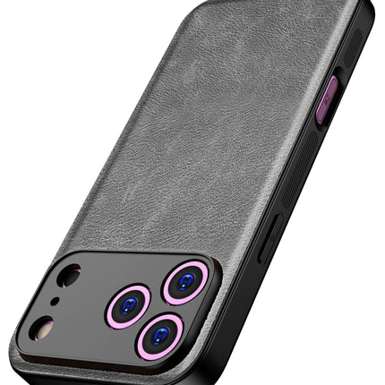 Kapa Tux Leather Back Cover for Apple iPhone 17 Pro Max | Slim Shockproof Camera Protection Bumper Case (Grey) - Mobizang