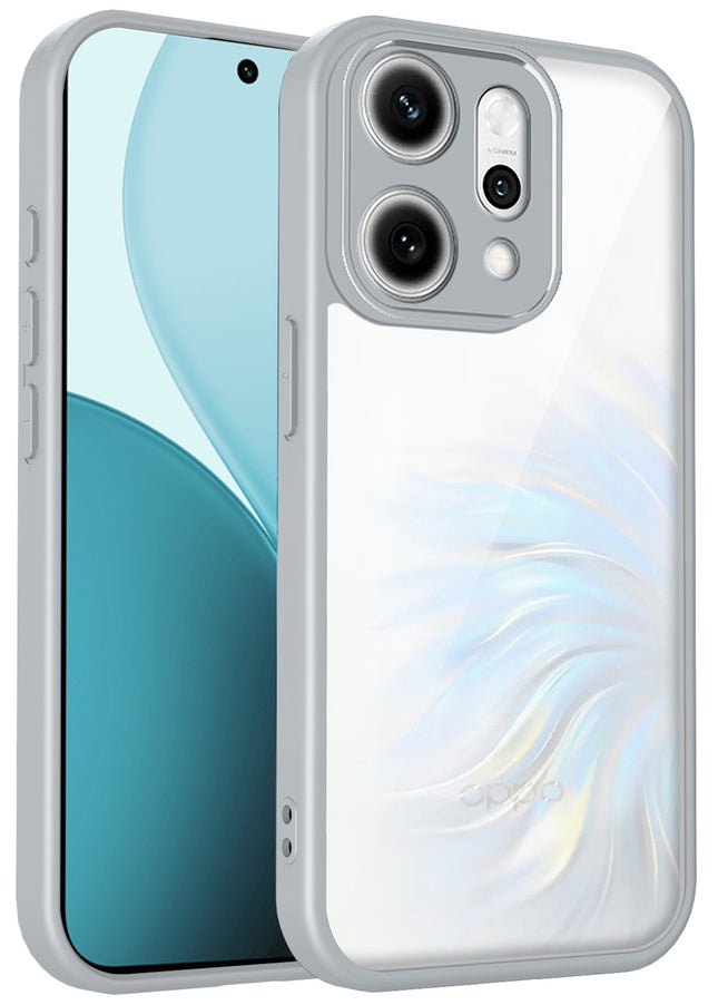 Kapa Hawkeye Clear Slim Tough Back Cover for Oppo Reno 14 Pro 5G | Camera Lens Protector Anti Yellow Shockproof Clear Hybrid Case Cover (Grey) - Mobizang
