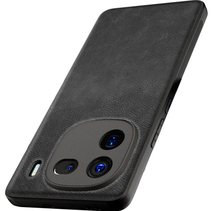 Kapa Tux Leather Back Cover for IQOO 12 (5G) | Slim Shockproof Camera Protection Bumper Case (Black) - Mobizang