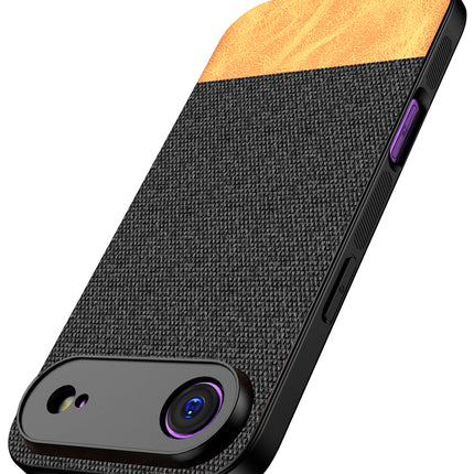 Kapa Soft Fabric & Leather Hybrid Protective Back Cover for Apple iPhone 17 Air | Shockproof Slim Hard Anti Slip Back Case (Black,Brown)