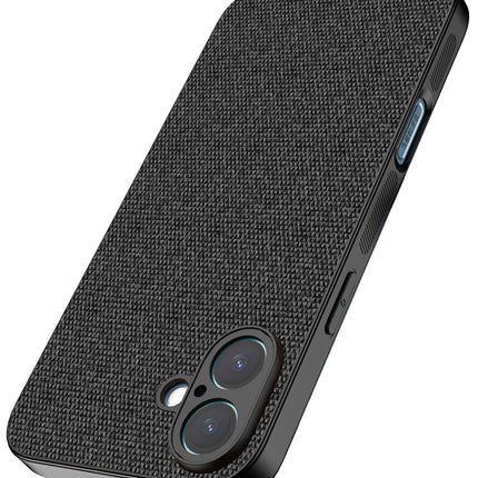 Kapa Soft Full Fabric Protective Back Case Cover for Apple iPhone 16 | Shockproof Slim Hard Anti Slip Back Case (Black) - Mobizang