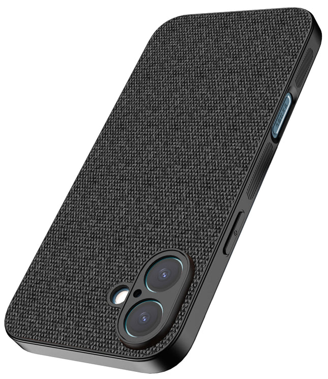 Kapa Soft Full Fabric Protective Back Case Cover for Apple iPhone 16 | Shockproof Slim Hard Anti Slip Back Case (Black) - Mobizang