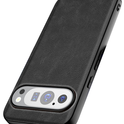 Kapa Tux Leather Back Cover for Google Pixel 9 / Pixel 9 PRO | Slim Shockproof Camera Protection Bumper Case (Black)
