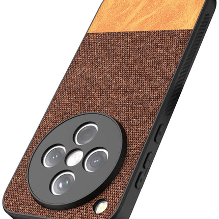 Kapa Soft Fabric & Leather Hybrid Protective Back Cover for Oppo Find X8 | Shockproof Slim Hard Anti Slip Back Case (Brown) - Mobizang