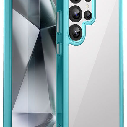 Kapa Unicorn Acrylic Clear Back Cover For Samsung Galaxy S25 Ultra | Slim Shockproof [Military Grade Protection] Hybrid Bumper Case (Blue Sides) - Mobizang