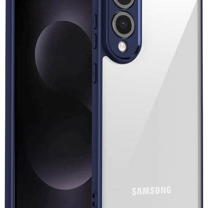 Kapa Hawkeye Clear Slim Tough Back Cover for Samsung Galaxy S25 Edge | Camera Lens Protector Anti Yellow Shockproof Clear Hybrid Case Cover (Blue)