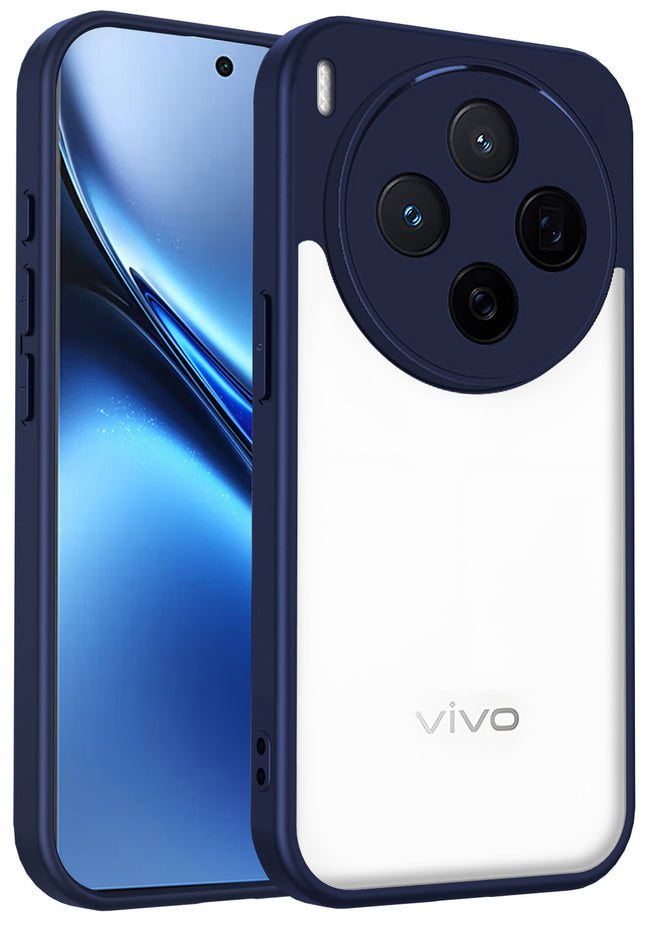 Kapa Hawkeye Clear Slim Tough Back Cover for Vivo X300 5G | Camera Lens Protector Anti Yellow Shockproof Clear Hybrid Case Cover (Blue) - Mobizang