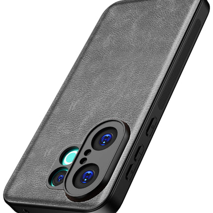 Kapa Tux Leather Back Cover for Vivo X200 FE 5G | Slim Shockproof Camera Protection Bumper Case (Grey) - Mobizang