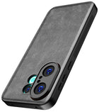 Kapa Tux Leather Back Cover for Vivo X200 FE 5G | Slim Shockproof Camera Protection Bumper Case (Grey) - Mobizang
