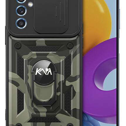 Kapa Tank Back Cover for Samsung Galaxy S24 Plus | Inbuilt Ring + Slider Shockproof Lens Protection Bumper Back Case (Black) - Mobizang