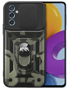 Kapa Tank Back Cover for Samsung Galaxy S24 Plus | Inbuilt Ring + Slider Shockproof Lens Protection Bumper Back Case (Black) - Mobizang