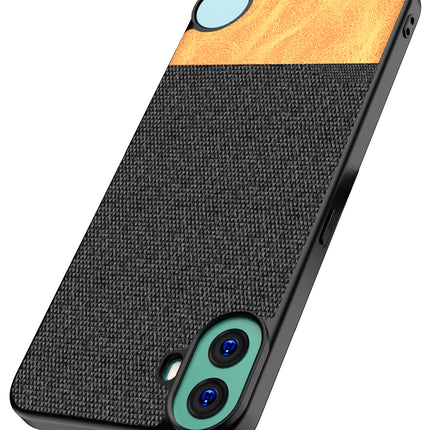 Kapa Soft Fabric & Leather Hybrid Protective Back Cover for Nothing CMF Phone 1 | Shockproof Slim Hard Anti Slip Back Case (Black,Brown) - Mobizang