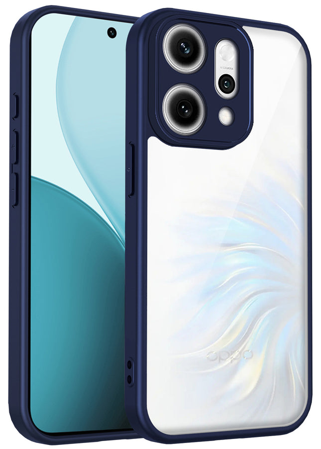 Kapa Hawkeye Clear Slim Tough Back Cover for Oppo Reno 14 Pro 5G | Camera Lens Protector Anti Yellow Shockproof Clear Hybrid Case Cover (Blue) - Mobizang