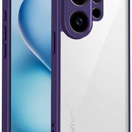 Kapa Hawkeye Clear Slim Tough Back Cover for Vivo V60 / V60e / Vivo T4 Pro 5G | Camera Lens Protector Anti Yellow Shockproof Clear Hybrid Case Cover (Purple Sides) - Mobizang