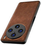 Kapa Tux Leather Back Cover for Vivo X100 Pro (5G) | Slim Shockproof Camera Protection Bumper Case (Brown) - Mobizang