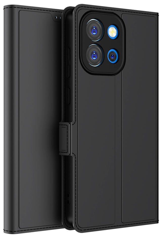 Kapa Noble Slim Magnetic Leather Flip Case Cover for OnePlus 13S | Card Holder Stand Flip Wallet Case (Black) - Mobizang