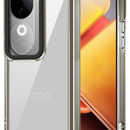 Kapa Warrior Acrylic Clear Back Cover For Vivo V40E / iQOO Z9S | Slim Shockproof [Military Grade Protection] Hybrid Bumper Case (Grey Sides) - Mobizang