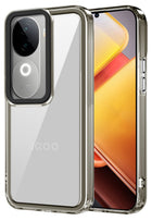 Kapa Warrior Acrylic Clear Back Cover For Vivo V40E / iQOO Z9S | Slim Shockproof [Military Grade Protection] Hybrid Bumper Case (Grey Sides) - Mobizang