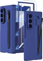 Kapa Contrast Magnetic Hinge Case for Samsung Galaxy Z Fold 7 | Inbuilt S-Pen Holder Slim Back Cover (Blue with Black Pen) - Mobizang