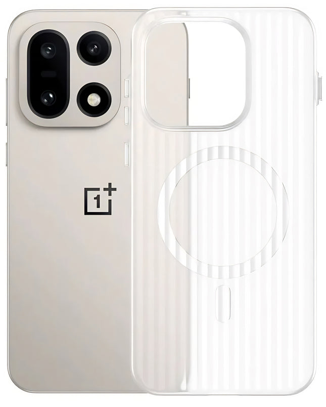 Kapa Wave Magnetic Frosted Grip Back Cover for OnePlus 15 | [MagSafe Compatible] Wireless charging, Slim, Metal Buttons Matte Finish Back Case (White)