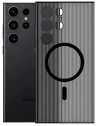 Kapa Matte Magnetic Wave Grip Back Cover for Samsung Galaxy S24 Ultra | [MagSafe Compatible] Wireless charging, Slim, Metal Buttons, Frosted Back Case (Grey)