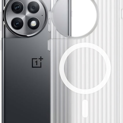 Kapa Matte Magnetic Wave Grip Back Cover for OnePlus 12 | [MagSafe Compatible] Wireless charging, Slim, Metal Buttons, Frosted Back Case (White) - Mobizang