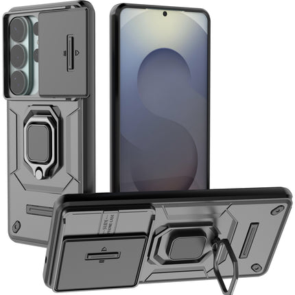 Kapa Armor Slider Back Cover for Samsung Galaxy S26 Ultra | Inbuilt Ring + Camera Slider Shockproof Lens Protection Bumper Back Case (Black)
