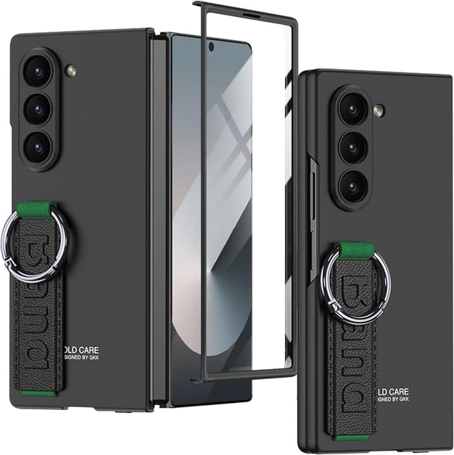 Kapa Shockproof Protective Band Back Cover for Z Fold 7 | Wrist Strap Case Full Body Case (Black) - Mobizang