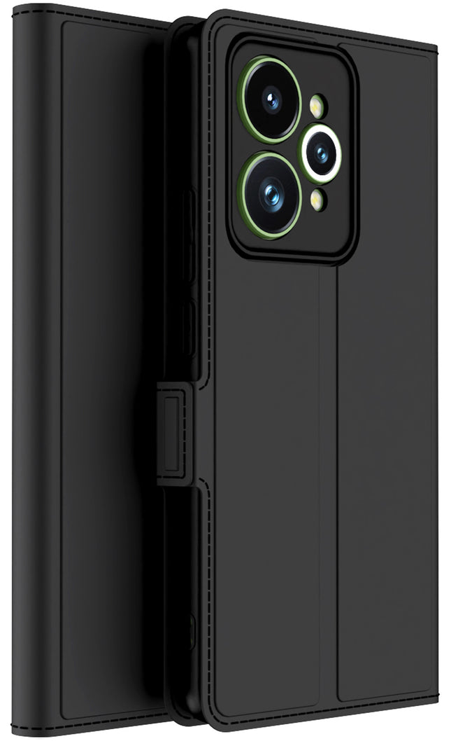 Kapa Noble Slim Magnetic Leather Flip Case Cover for Realme 15 5G | Card Holder Stand Flip Wallet Case (Black)