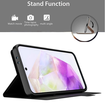 Kapa Noble Slim Magnetic Leather Flip Case Cover for Samsung Galaxy A36 | Card Holder Stand Flip Wallet Case (Black) - Mobizang