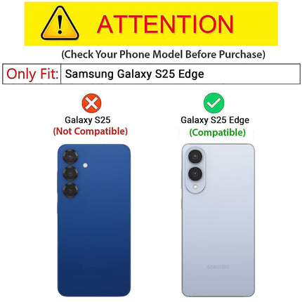 Kapa Soft Fabric & Leather Hybrid Protective Back Cover for Samsung Galaxy S25 Edge | Shockproof Slim Hard Anti Slip Back Case (Black,Blue)