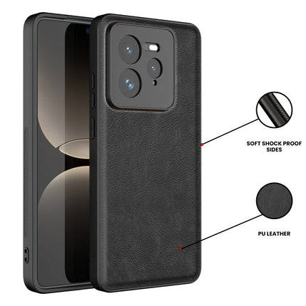 Kapa Tux Leather Back Cover for Realme GT 7 PRO | Slim Shockproof Camera Protection Bumper Case (Black) - Mobizang
