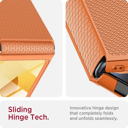 Kapa Textured Grip Hinge Protection Back Cover for Samsung Galaxy Z Flip5 / Z Flip 5 | with [Inbuilt Glass] Full Body Shockproof Hard Back Case (Orange)