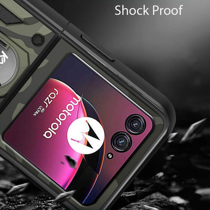 Kapa Tank Back Cover for Motorola Razr 40 Ultra | Inbuilt Ring + Slider Shockproof Lens Protection Bumper Back Case (Black)