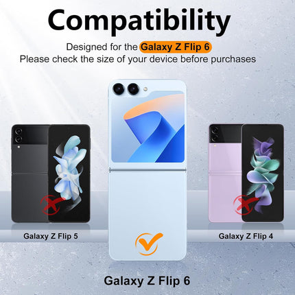 Kapa 9H Glass Back Case for Samsung Galaxy Z Flip6 / Z Flip 6,Ultra Thin Full Body Protection Folding Hard Back Cover, Design Wings