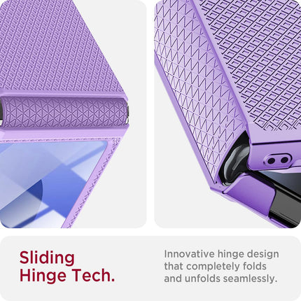 Kapa Textured Grip Hinge Protection Back Cover for Samsung Galaxy Z Flip5 / Z Flip 5 | with [Inbuilt Glass] Full Body Shockproof Hard Back Case (Purple)