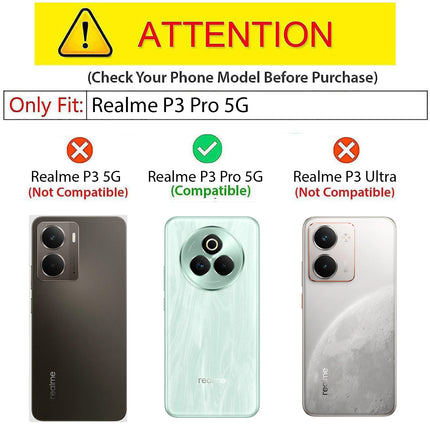 Kapa Soft Fabric & Leather Hybrid Protective Back Cover for Realme P3 PRO 5G | Shockproof Slim Hard Anti Slip Back Case (Black,Blue)