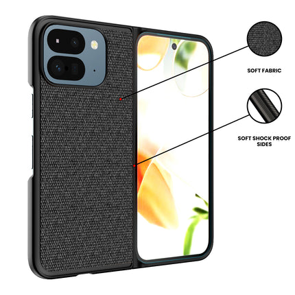 Kapa Soft Full Fabric Protective Back Case Cover for Google Pixel 9 Pro Fold | Shockproof Slim Hard Anti Slip Back Case (Black)