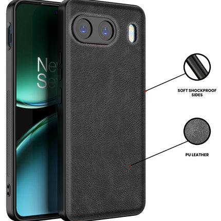 Kapa Tux Leather Back Cover for OnePlus Nord 4 | Slim Shockproof Camera Protection Bumper Case (Black)